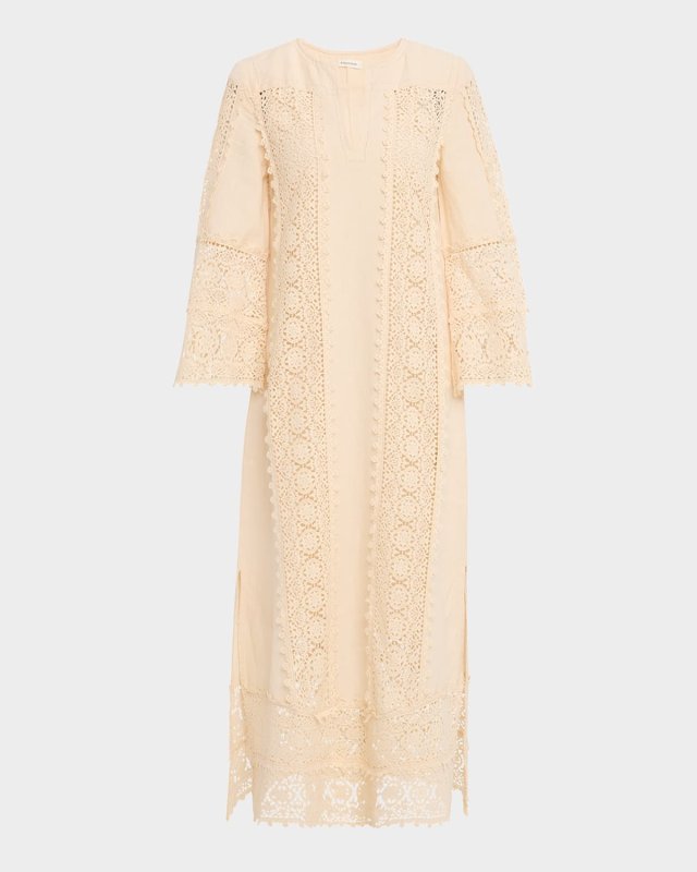 Delane Lace-Trim Kaftan Midi Dress